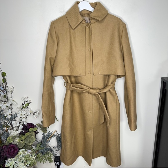 & OTHER STORIES Wool Belted Trench Coat Camel Tan - Picture 3 of 7